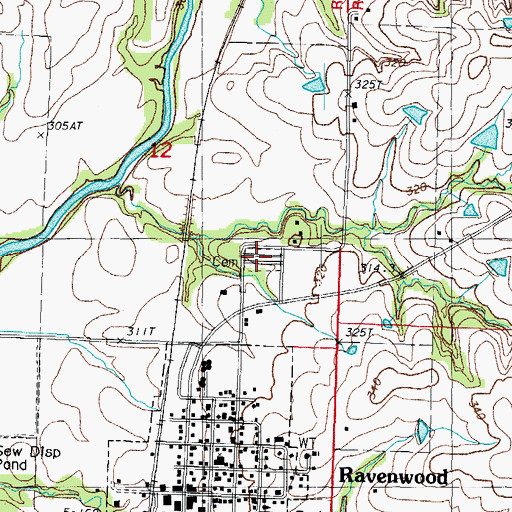 Topographic Map of Oak Lawn Cemetery, MO