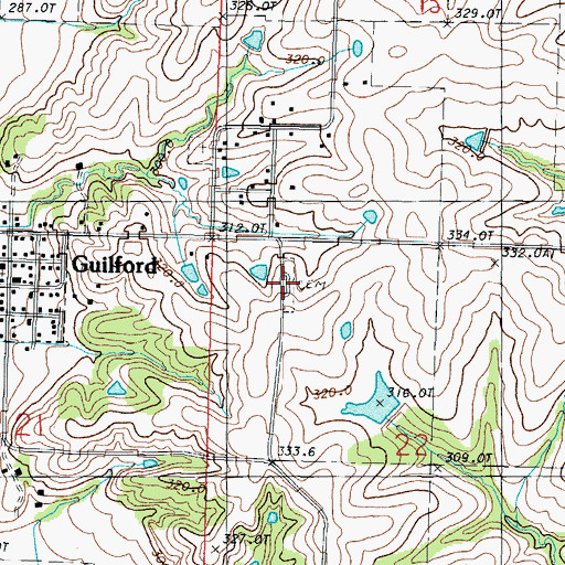 Topographic Map of Weathermon Cemetery, MO