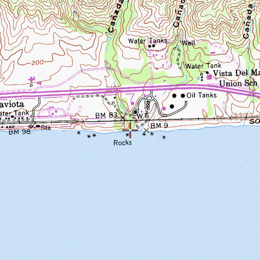 Topographic Map of Caada Alcatraz, CA