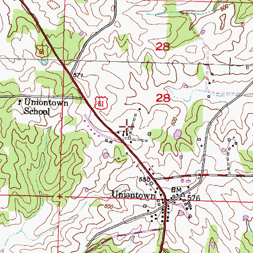 Topographic Map of Grace Lutheran Cemetery, MO