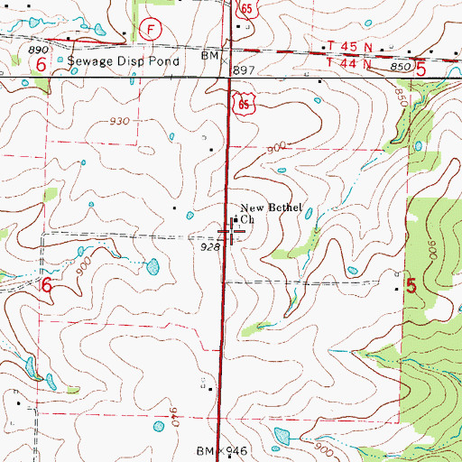 Topographic Map of New Bethel Cemetery, MO