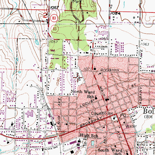 Topographic Map of City Cemetery, MO