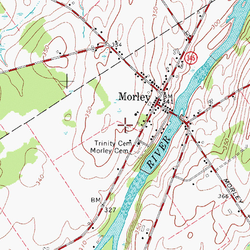 Topographic Map of Jordan Farms, NY