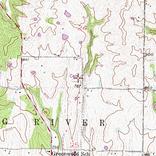 Topographic Map of Enon Cemetery, MO
