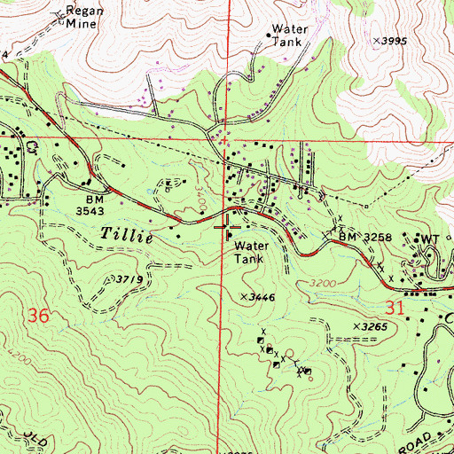 Topographic Map of Cane Creek, CA