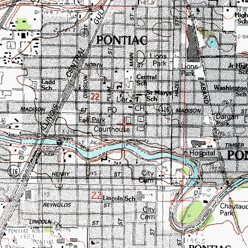 Topographic Map of Pontiac-Oakland Museum and Research Center, IL