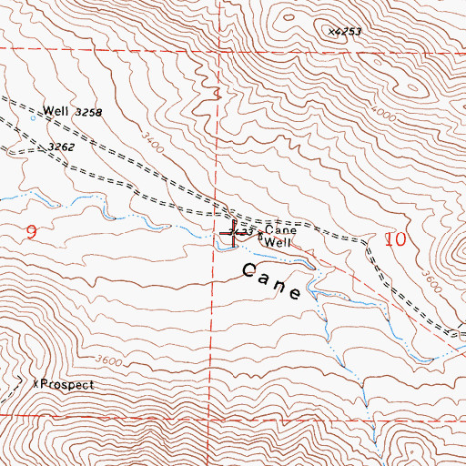 Topographic Map of Cane Well, CA