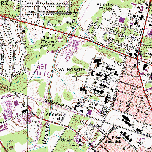 Topographic Map of Salisbury National Cemetery Annex, NC