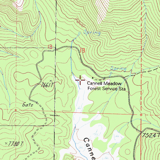 Topographic Map of Cannell Meadow Forest Service Station, CA