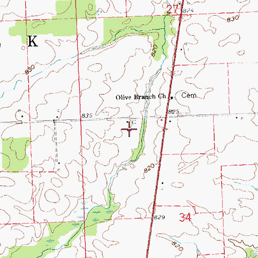 Topographic Map of Brehm Farms, OH