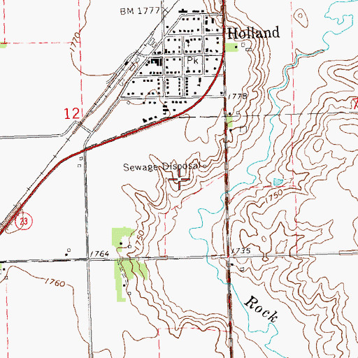 Topographic Map of Holland Wastewater Treatment Plant, MN