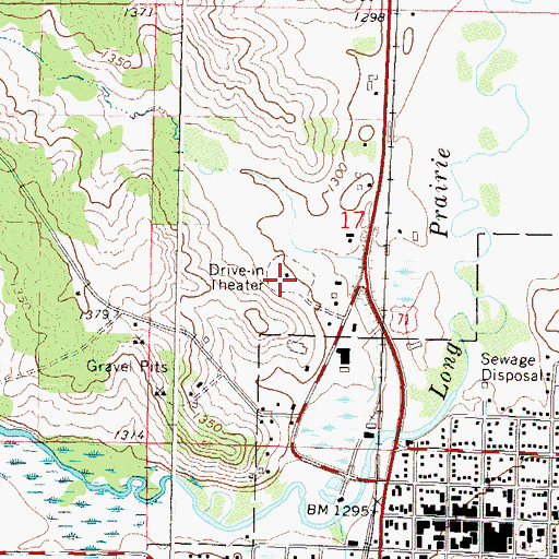 Topographic Map of Long Drive-In, MN