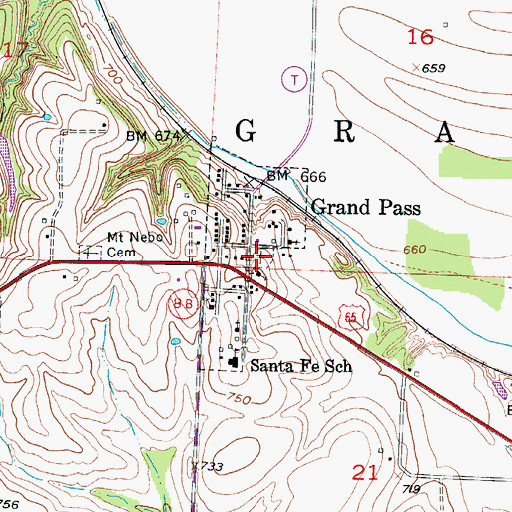 Topographic Map of Grand Pass Community Cemetery, MO