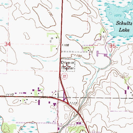 Topographic Map of Starlite Drive-In, MN