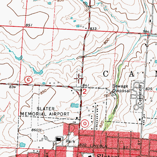Topographic Map of Mount Moriah Cemetery, MO