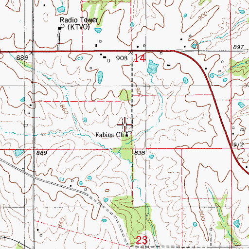 Topographic Map of Fabius Cemetery, MO