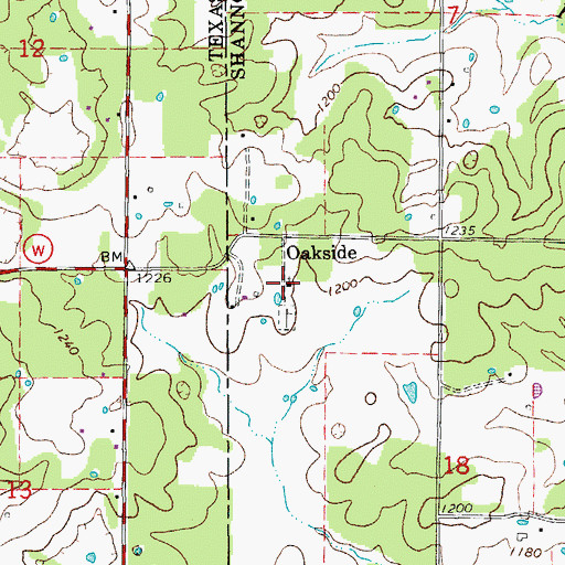 Topographic Map of Oakside Community Church, MO