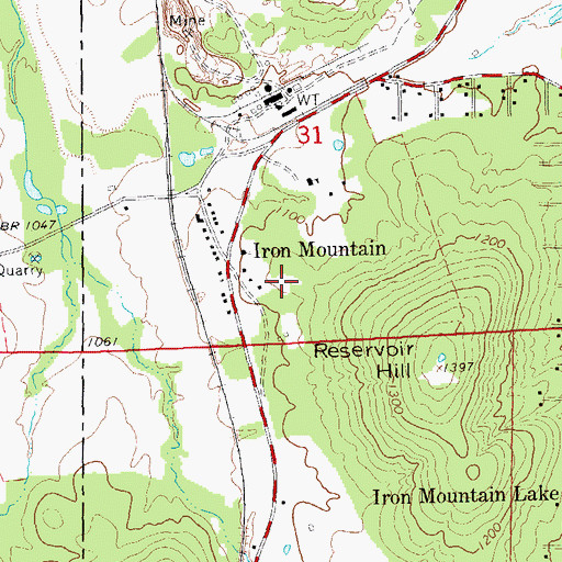 Topographic Map of Iron Mountain Cemetery, MO