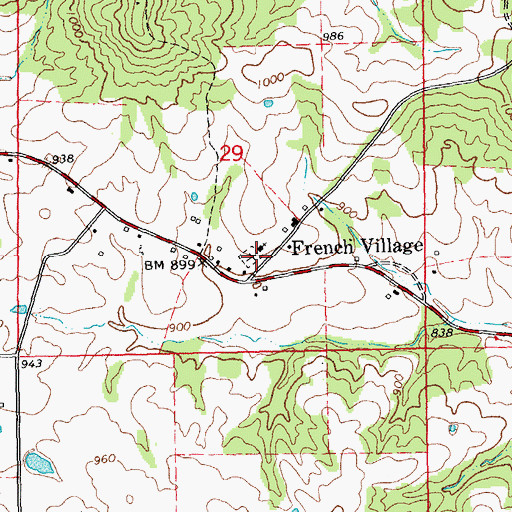 Topographic Map of Saint Anne Cemetery, MO