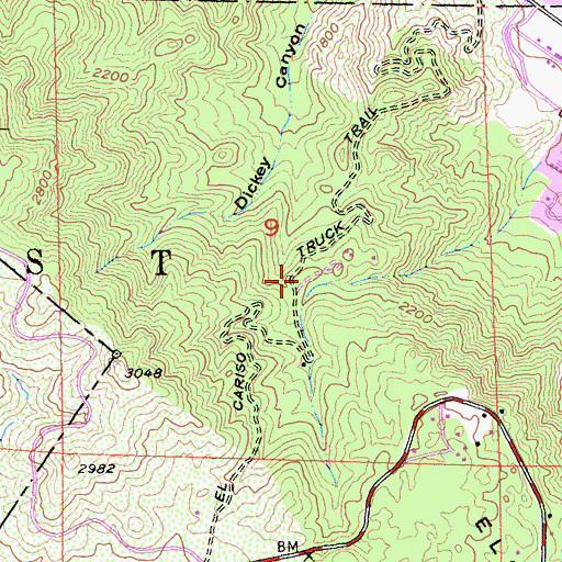 Topographic Map of Cariso Truck Trail, CA