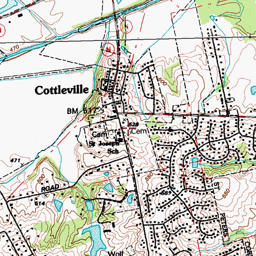Topographic Map of Saint John United Church of Christs Cemetery, MO