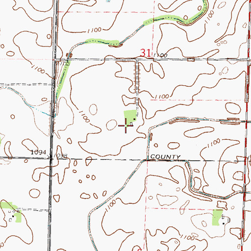 Topographic Map of Johnson Farms, MN