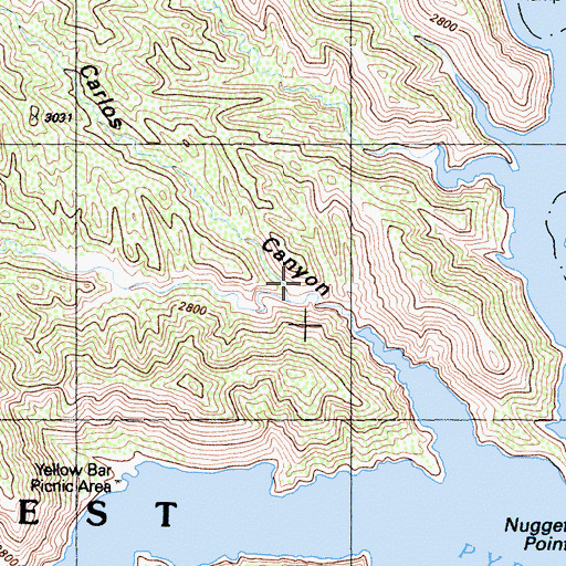 Topographic Map of Carlos Canyon, CA