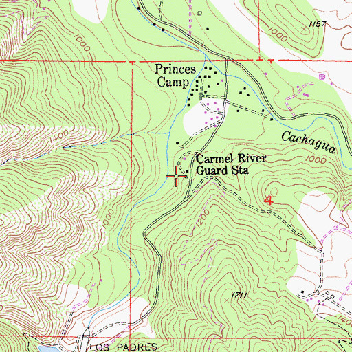 Topographic Map of Carmel River Guard Station, CA