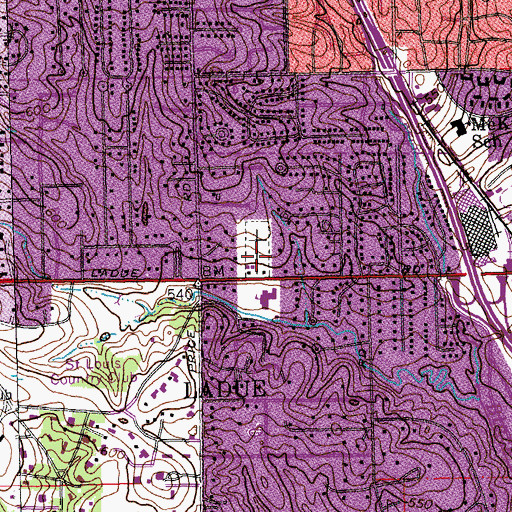 Topographic Map of Beth Hamedrosh Hagodol Cemetery, MO