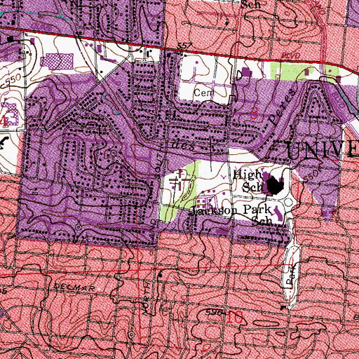 Topographic Map of B'nai Amoona Cemetery, MO