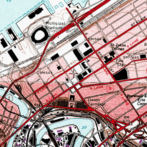 Topographic Map of Key Tower, OH