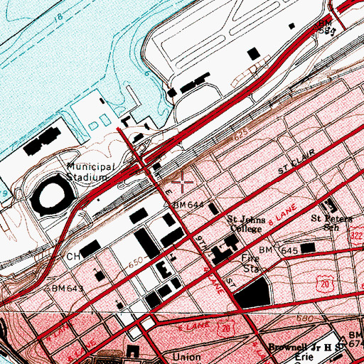 Topographic Map of North Point Tower, OH