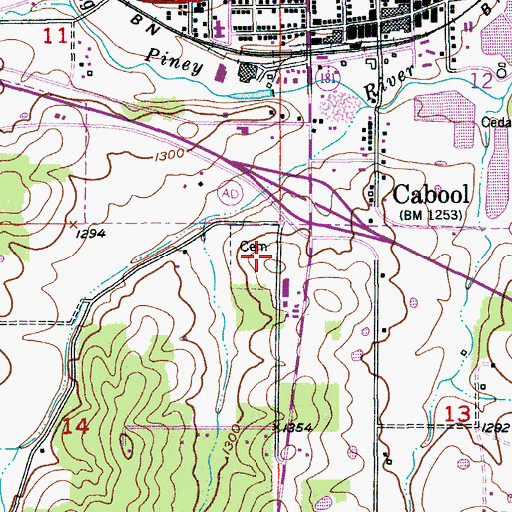 Topographic Map of Cabool Cemetery, MO