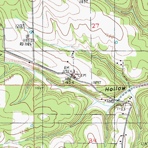Topographic Map of Emery Chapel Cemetery, MO