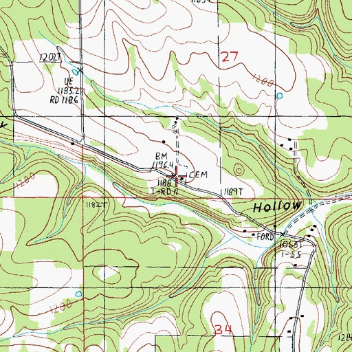Topographic Map of Emery Chapel, MO