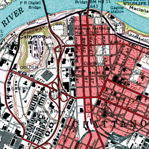 Topographic Map of Republic Centre, TN