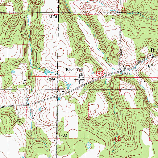 Topographic Map of Black Oak Cemetery, MO