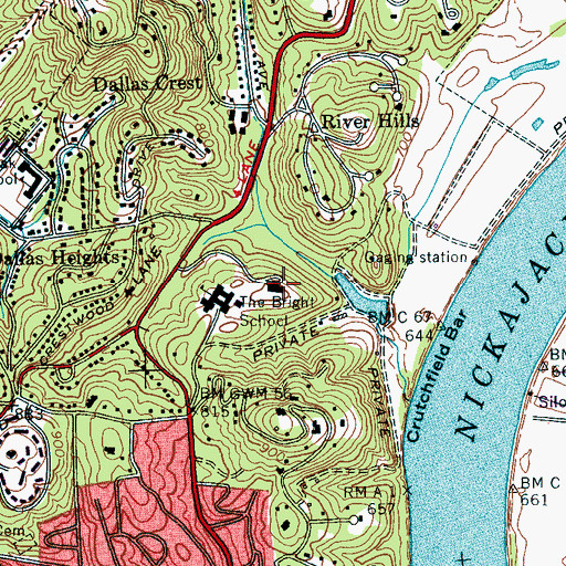 Topographic Map of Continental Tower, TN