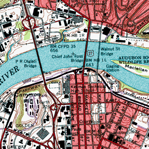 Topographic Map of Tennessee Aquarium, TN