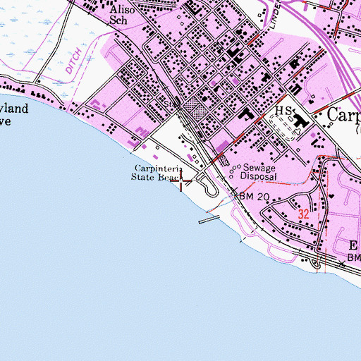 Topographic Map of Carpinteria State Beach, CA