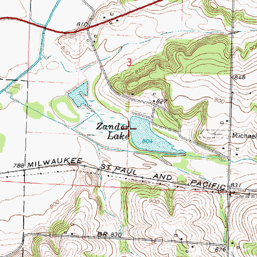 Topographic Map of Zander Lake Dam, WI