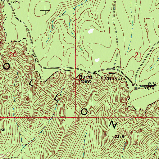 Topographic Map of Burnt Point, AZ