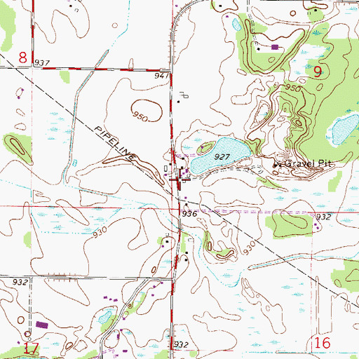 Topographic Map of Lakeside School (historical), MN