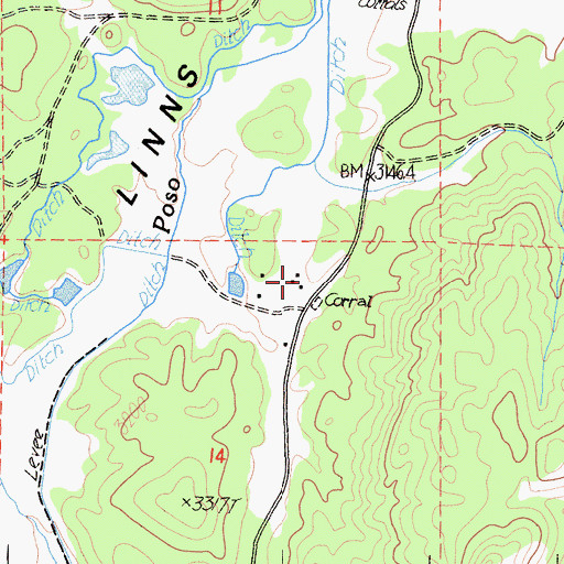 Topographic Map of Carver and Bowen Ranch, CA