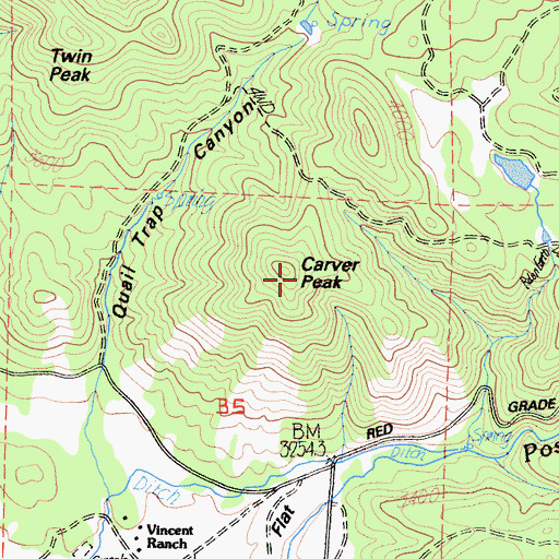 Topographic Map of Carver Peak, CA