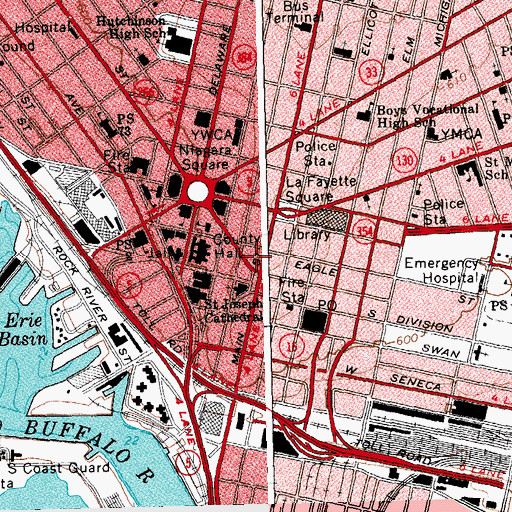 Topographic Map of Main Place Tower, NY