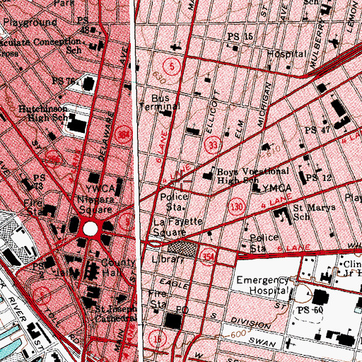 Topographic Map of Niagara Mohawk Building, NY