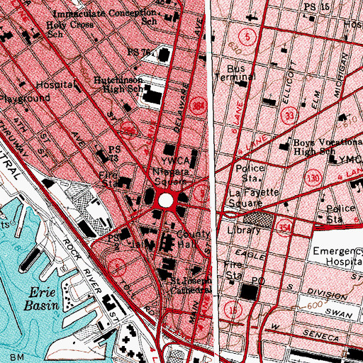 Topographic Map of Statler Towers, NY
