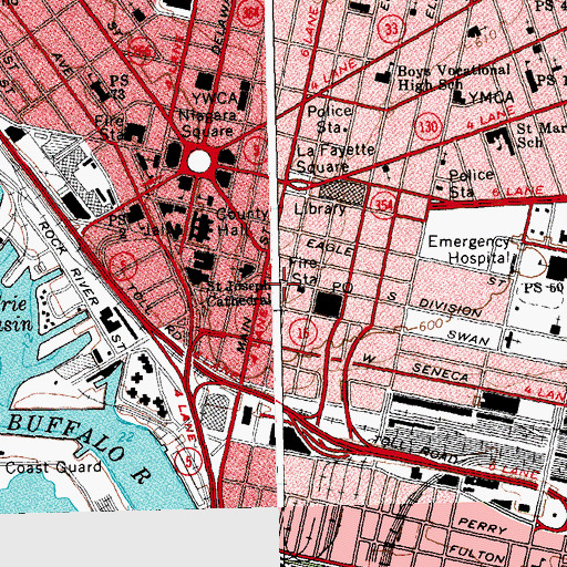Topographic Map of Ellicott Square Building, NY
