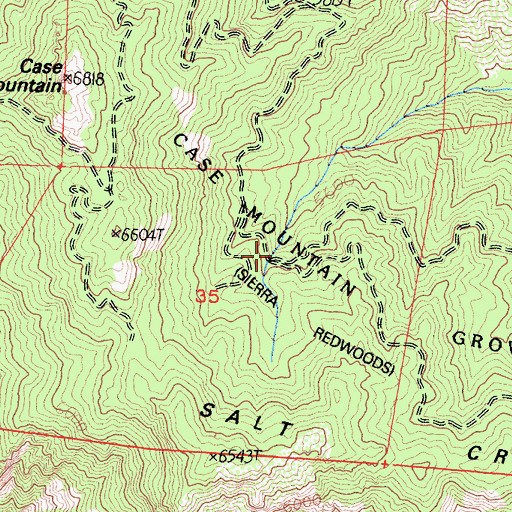 Topographic Map of Case Mountain Grove, CA